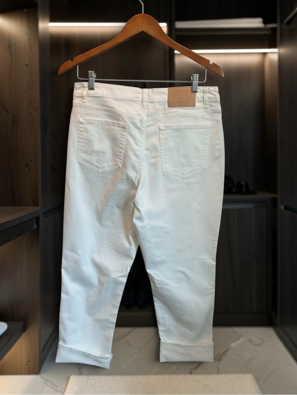Frye High Rise Ivory Cropped Cuffed Jeans Size 14/32 NWT - Picture 3 of 14
